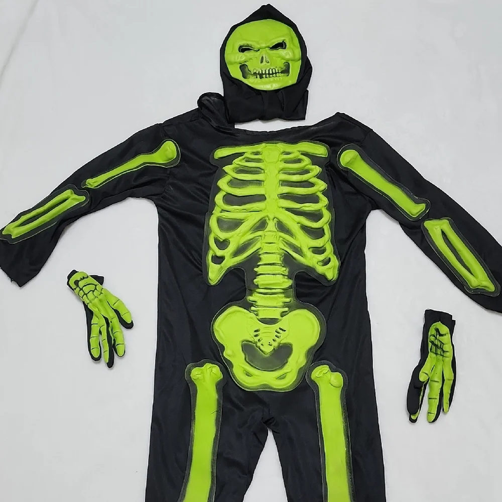 Glow-in-the-Dark Skeleton Kids Costume M 8-10